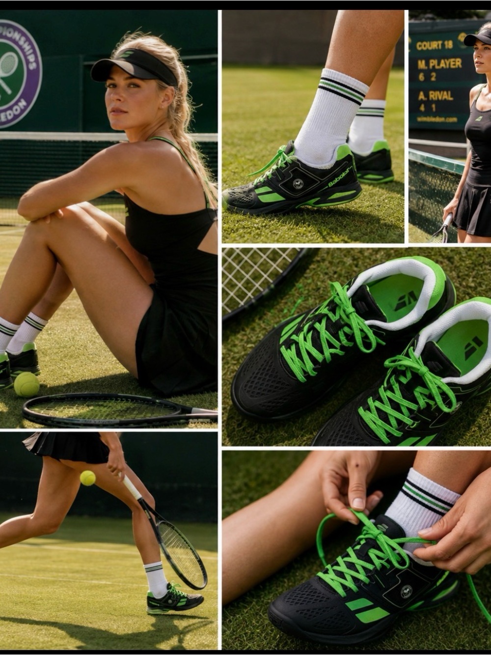 🔥RARE BABOLAT WIMBLEDON Tennis sneakers sz 5.5 Black/Green Price Firm!